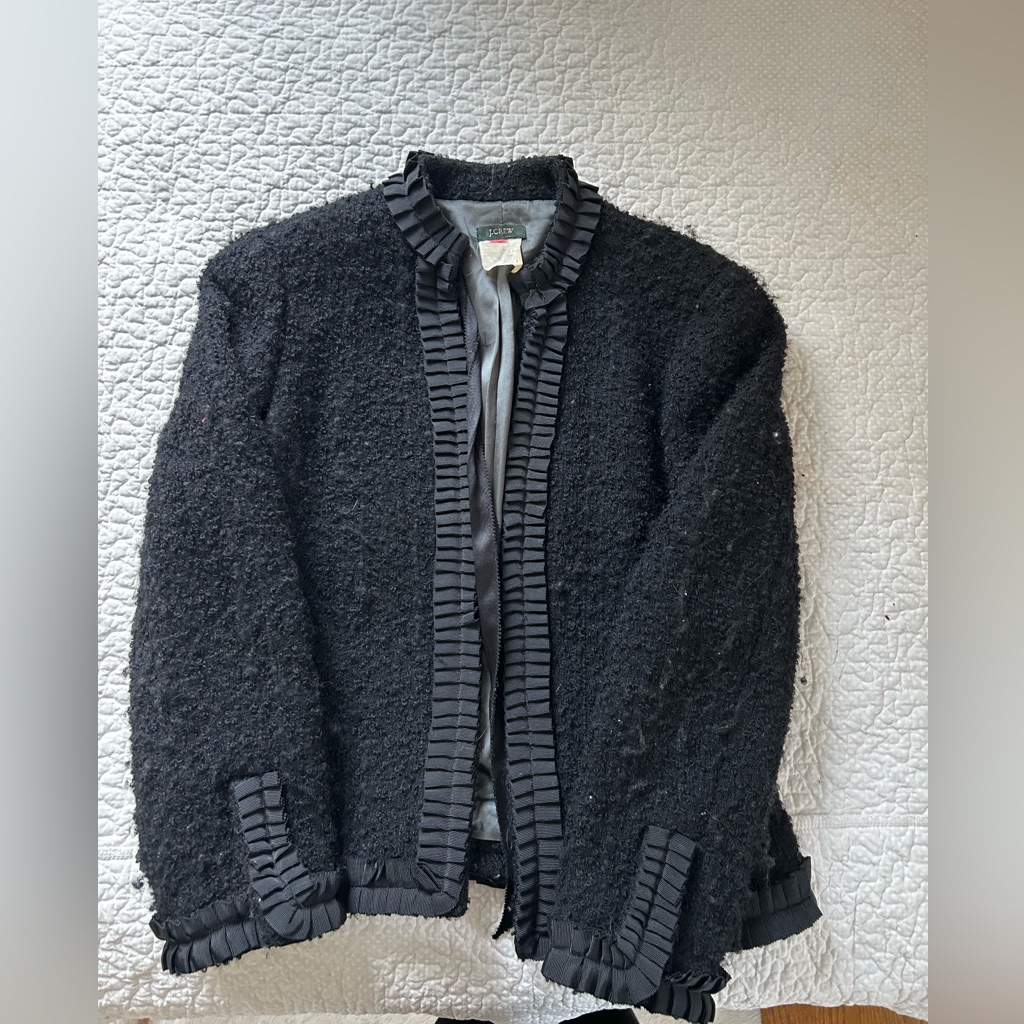 Beautiful Wool And Ribbon Trimmed Black Blazer From J Crew Size 6